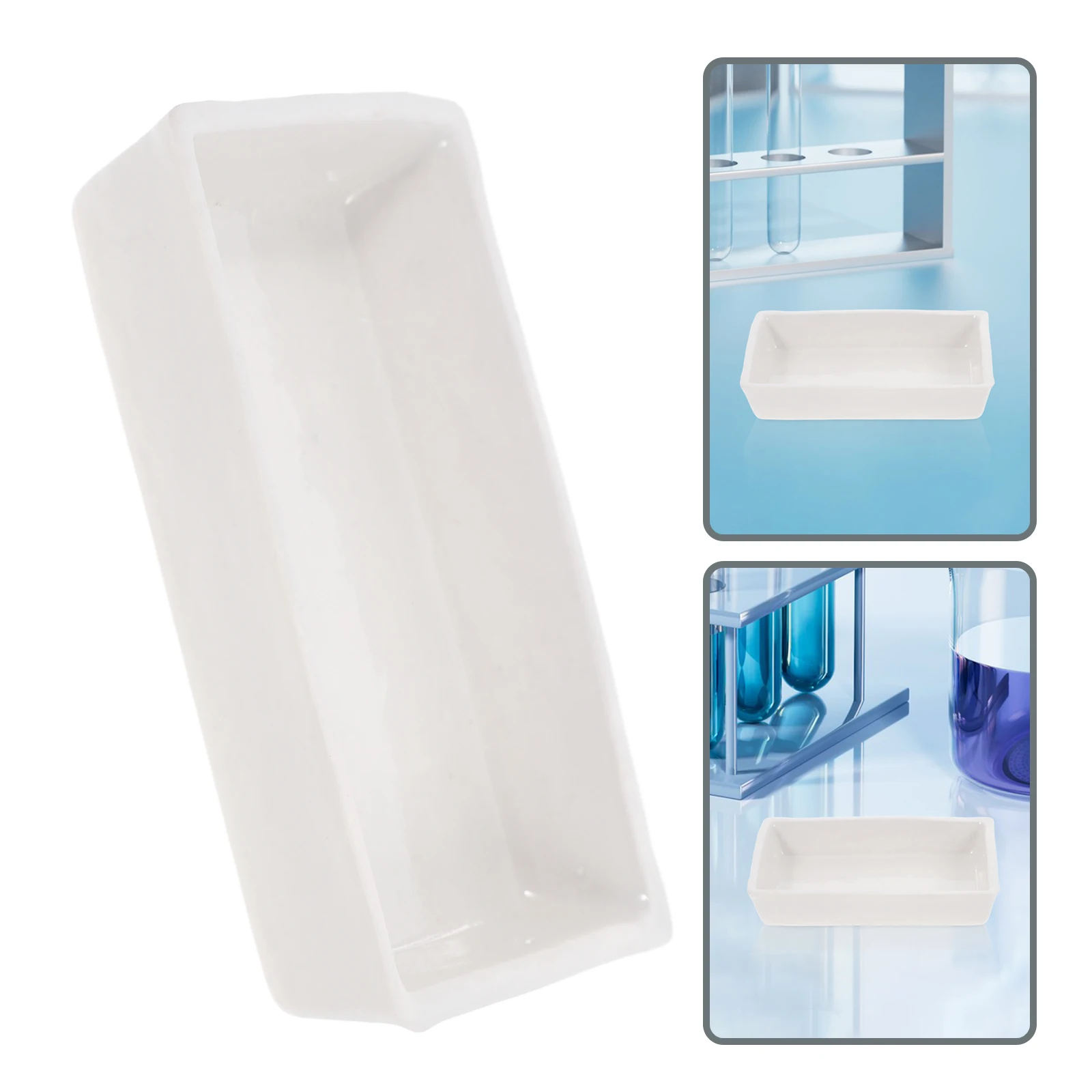 طبق رمادي من البورسلين المقاوم للحرارة العالية، صينية سيراميك ذات سعة كبيرة، تجربة مختبر، حامل مستطيل كيميائي صغير