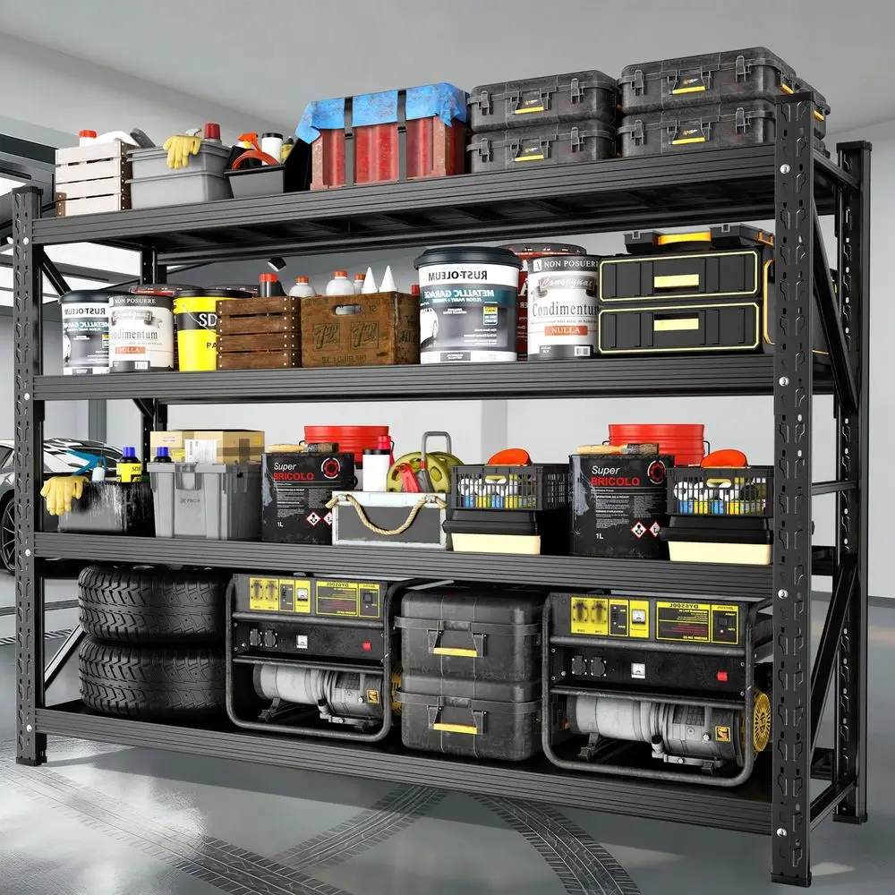 

Duty Garage Shelving, 70 W x 23 D x 69 H, 5000 LBS Capacity, 4Tier Adjustable Metal Storage Shelves, Reinforced Steel Storage R
