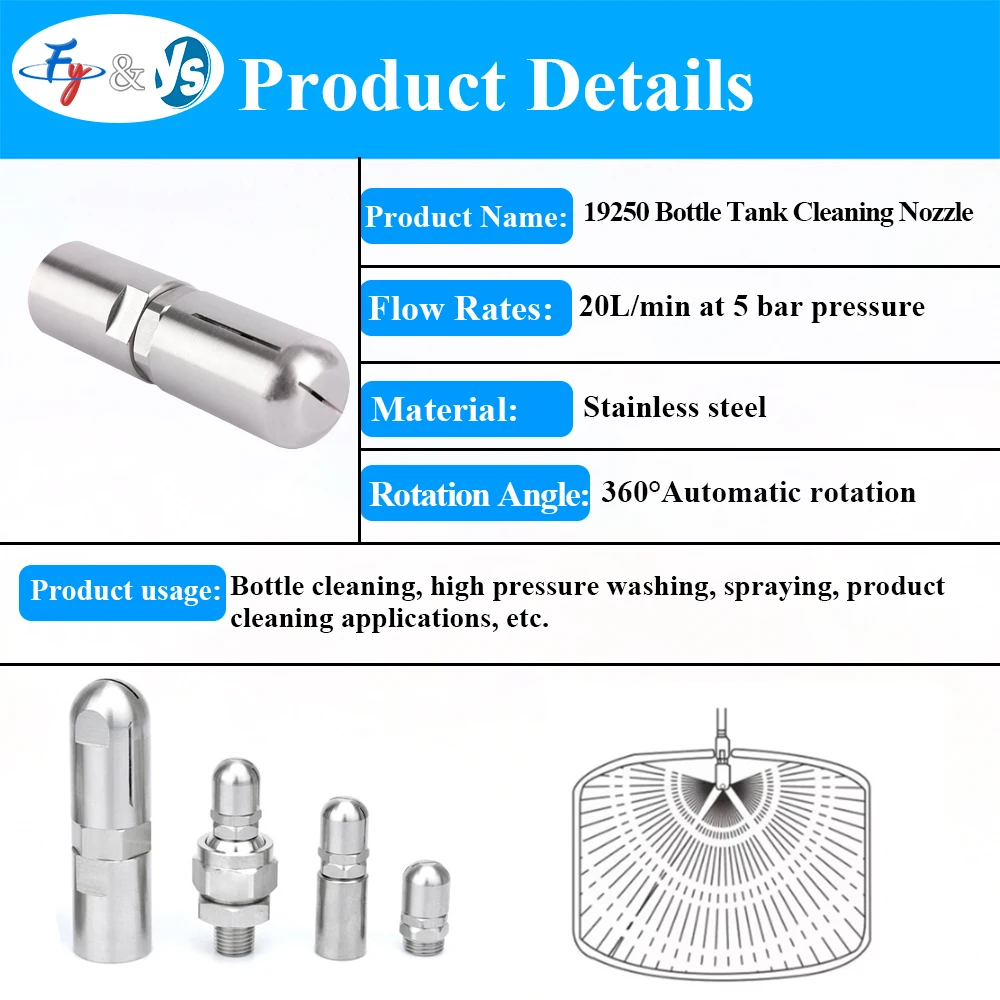 Rotating Spray Ball Stainless Steel Nozzle 360° Automatic Rotary High Pressure Container Tank Washing Connector