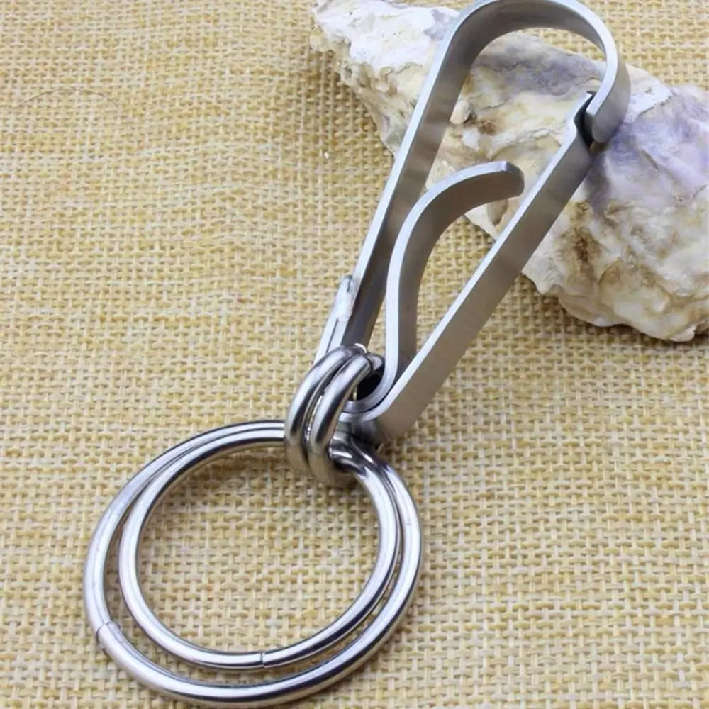Business Style Carabiner Key Clip Theft-resistant Smooth Stainless Steel Men Key Rings Polishing Anti-fingerprint Car Key Chain