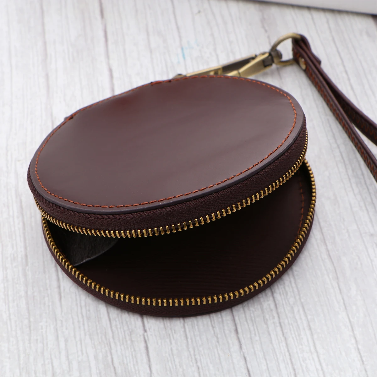 

Round Wallet Coin Purse Vintage Wallet Pocket With Lanyard Pouch Durable Key Bag Change Tote H Retro Style