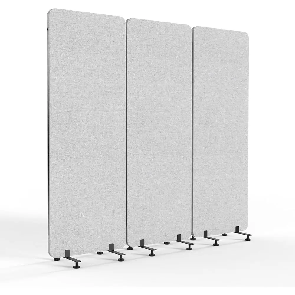 

Room Divider Sn, reestanding Privacy Partition Wall, Zipper Conted Panels with Wheels, Oice Space Separator (Light Gray, 3 Panel