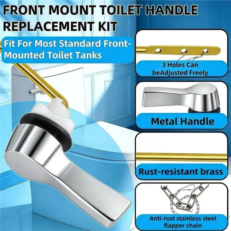 ABKY-Replacement Toilet Handle Kit, Universal Front Mount Flush Lever For Most Toilets