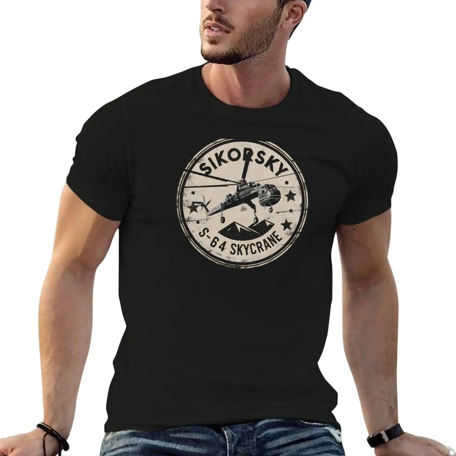 Camiseta Sikorsky S-64 Skycrane, helicóptero americano de gran tonelaje de doble motor del ejército de los Estados Unidos, camiseta de lujo para hombre