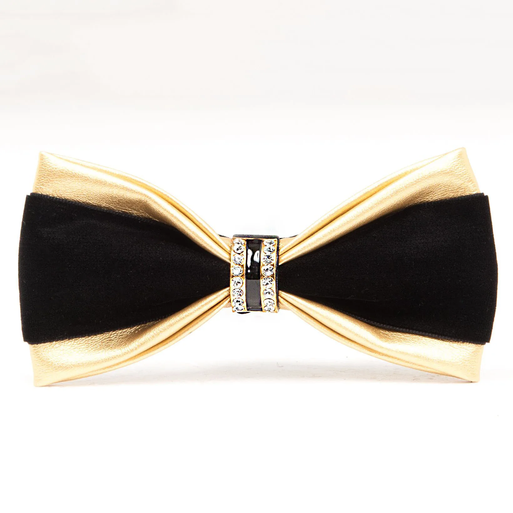 

Men's British fashion PU leather studded diamond bow tie, wedding party, cocktail party, business banquet, high-end metal butter