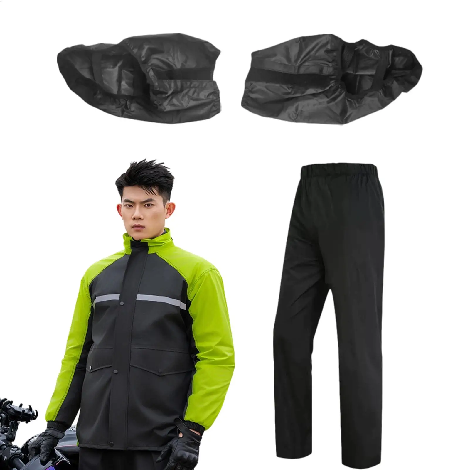 

Motorcycle Rain Gear Motorcycle Suits For Men Reflective Lightweight Raincoat With Boots Overalls Poncho For Hunting