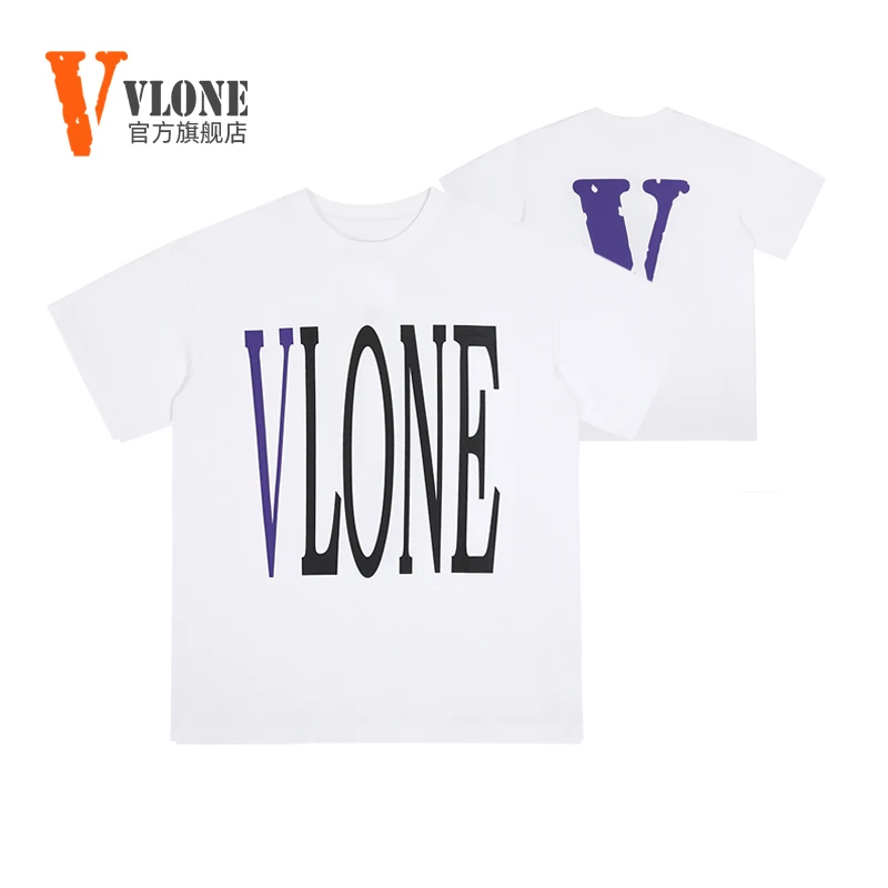 VLONE Authentic Short Sleeve T-shirt for Women Men Summer Pure Cotton Loose Crew-neck Print Trend American Fashion Top for Men