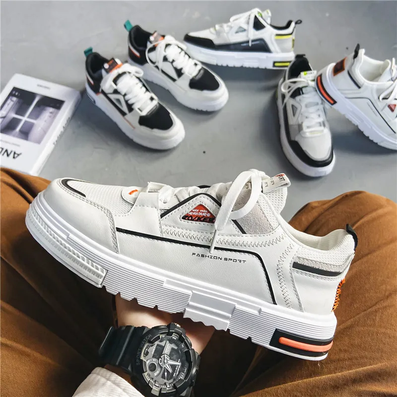 Fashion Stripe Mixed Colors men Sneakers Round Toe Lace-up Casual Height Increasing Students Running Vulcanize Platform Shoes