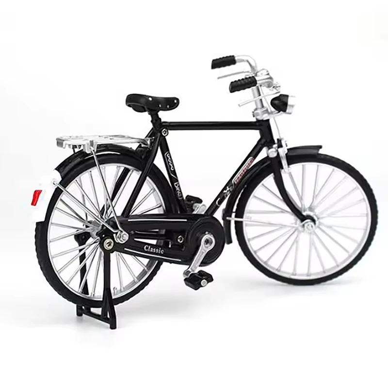 Nowości 1/10 Model Stop Retro Rower Odlew Dekoracja Model Metalowa Zabawka Czarny Rower Symulacja Kolekcja Prezent Zabawki dla Chłopców