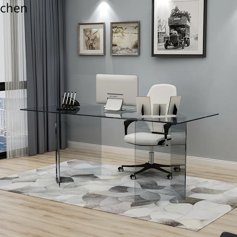 desk light luxury tempered glass computer home desk acrylic modern table writing desk