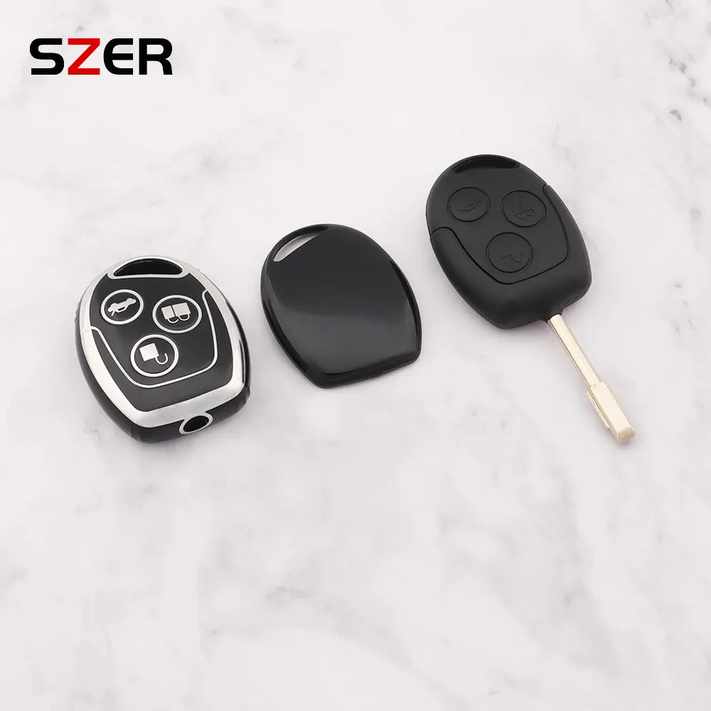 TPU 3 Buttons Remote Key Shell Cover for Ford Mondeo Fusion Focus 2 Fiesta Galaxy C-Max S-Max Key Fob Case Protector Keychain