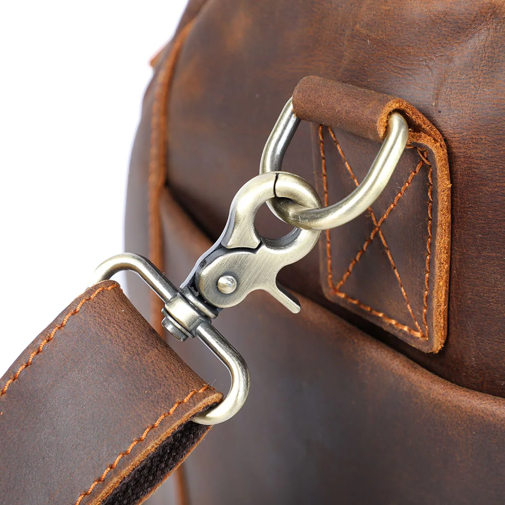 S.WORKER Luxuriöse Reisetasche aus Vollnarbigem Rindsleder im Vintage-Stil, Große Handgepäcktasche – Detail 17