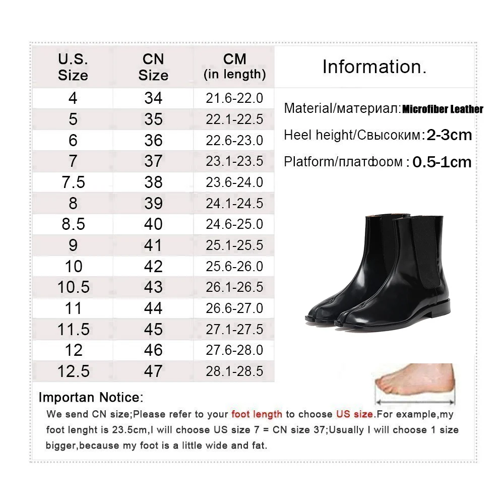 Nowe czarne Split Toe buty kobiety moda botki Tabi buty kobiety Chelsea Boots Botas Mujer marka projektant zapatos de mujer