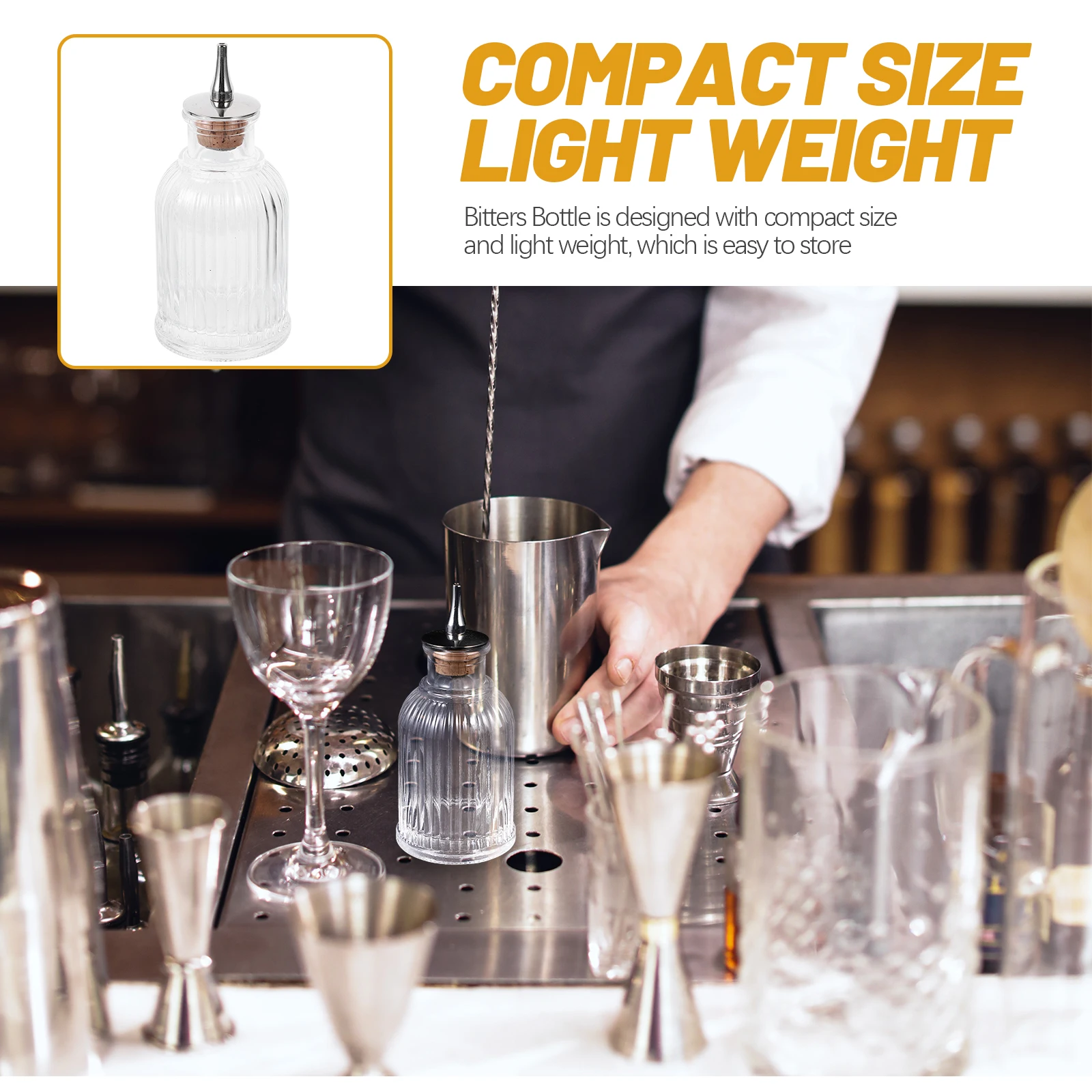 

Нежная стеклянная бутылка для горьки на 90 мл для принадлежностей для коктейльного бара Компактный размер Легко хранить Долговечность