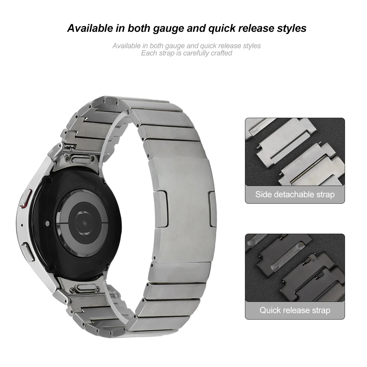 Compatible with Samsung Galaxy Watch6 Button Heads One-Bead Bamboo Joint Adjustable Quick-Release Titanium Metal Watch Band