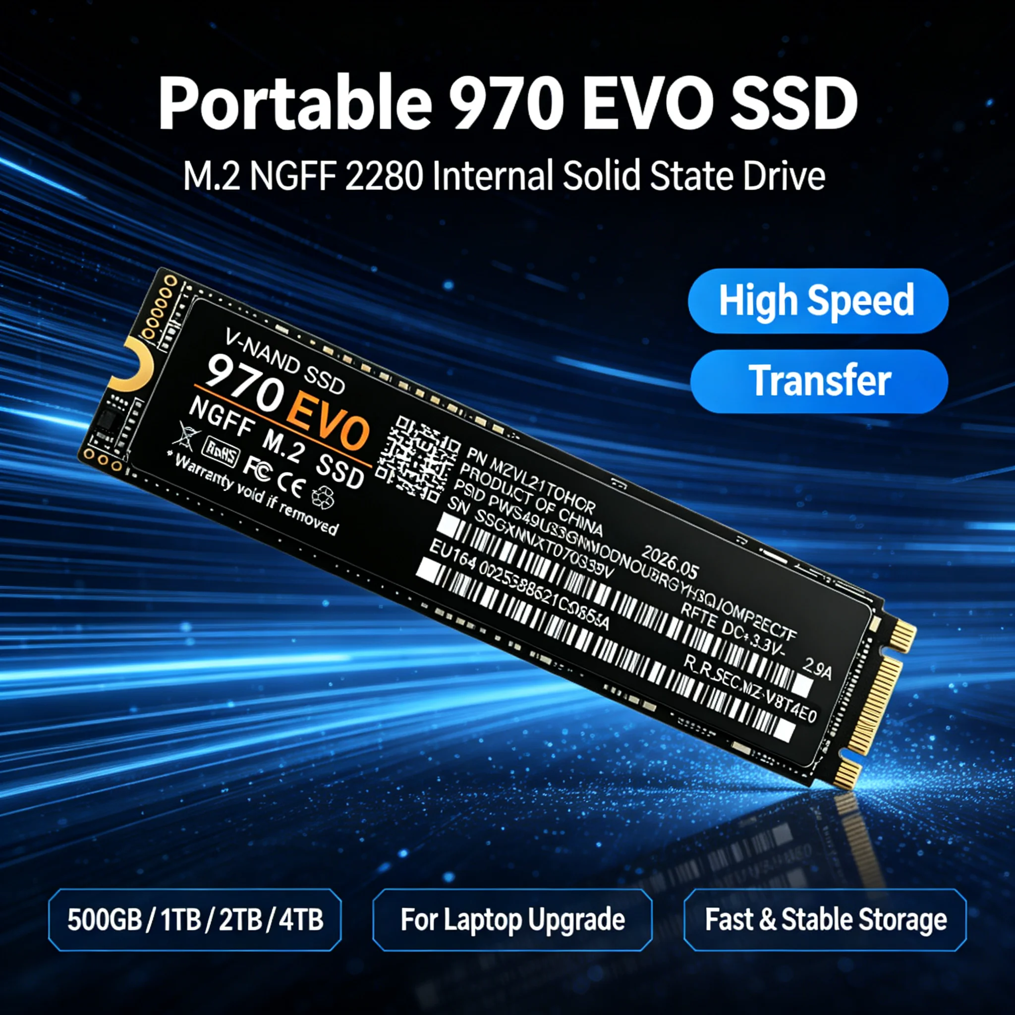 970 EVO M.2 2280 NGFF PCIe 4.0 SSD Up to 550MB/s Internal Solid State Drive 500GB‑4TB For PS5 Laptop Desktop Gaming PC Storage