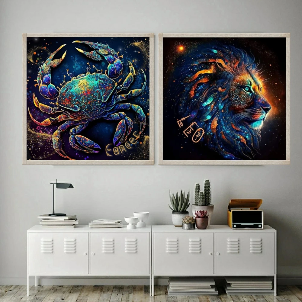 Zodiac Sign 5D DIY AB Diamond Art Painting Fantasy Astrology Twelve Constellation Full Drills Mosaic Cross Stitch Home Decor