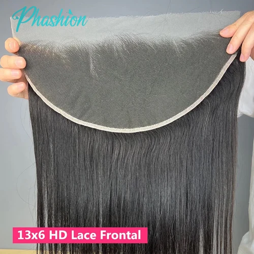 Imagen 2 del producto Phashion HD 13x6 13x4 encaje Frontal recto prearrancado 4x4 5x5 6x6 Cierre completo suizo solo cabello humano Remy 100% negro Natural
