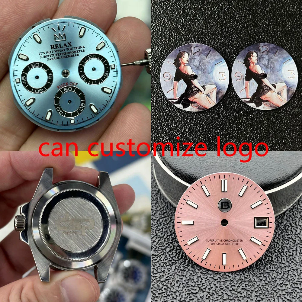 Quadrante con movimento NH34/NH35/NH36/NH38/VK63 personalizzato, cassa dell'orologio e accessori per orologi per esigenze personalizzate