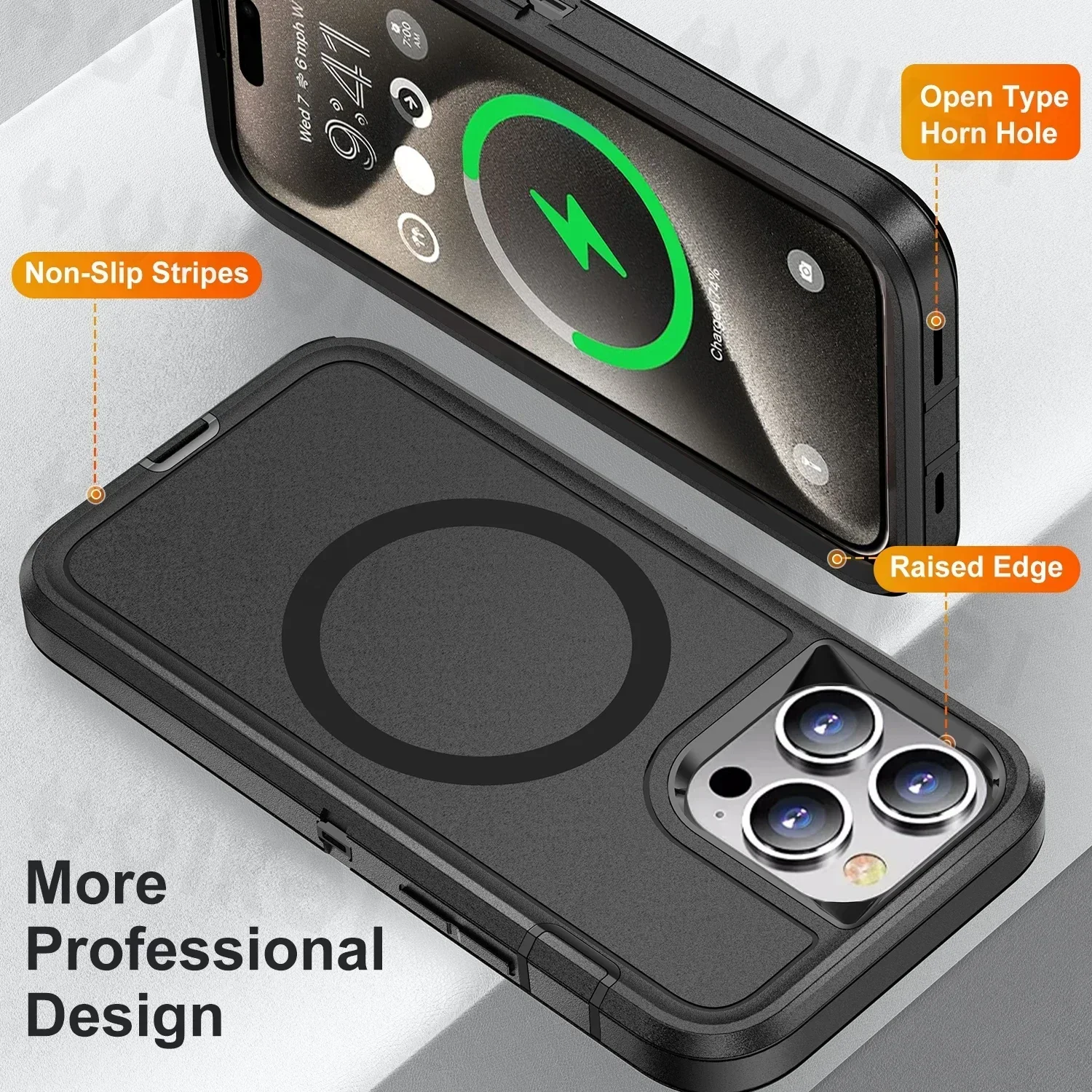 Case For iPhone 17 Pro Max 16 15 Pro Max iphone 16 Pro Max Heavy Duty Shock Absorption  Full Body Protective Silicone Rubber Cas