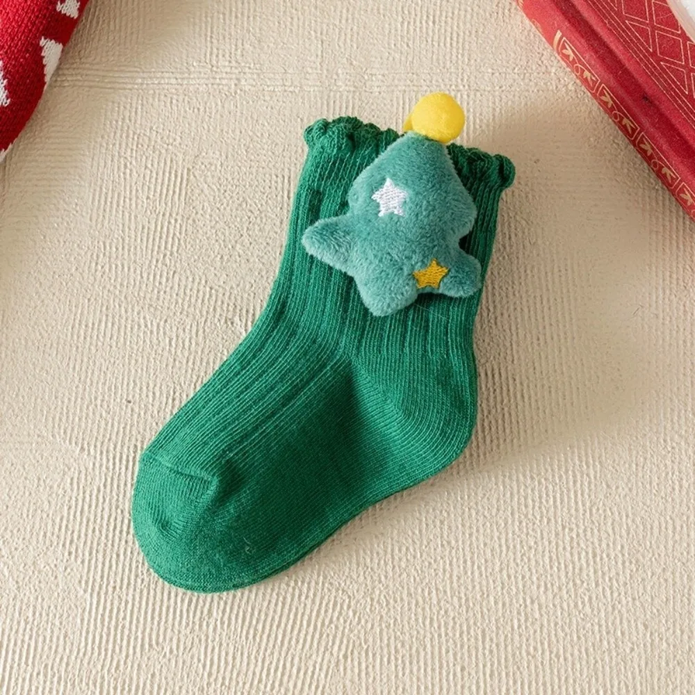 

New Bow Calf Sock Red Green Cotton Princess Socks Christmas Hosiery Autumn and Winter