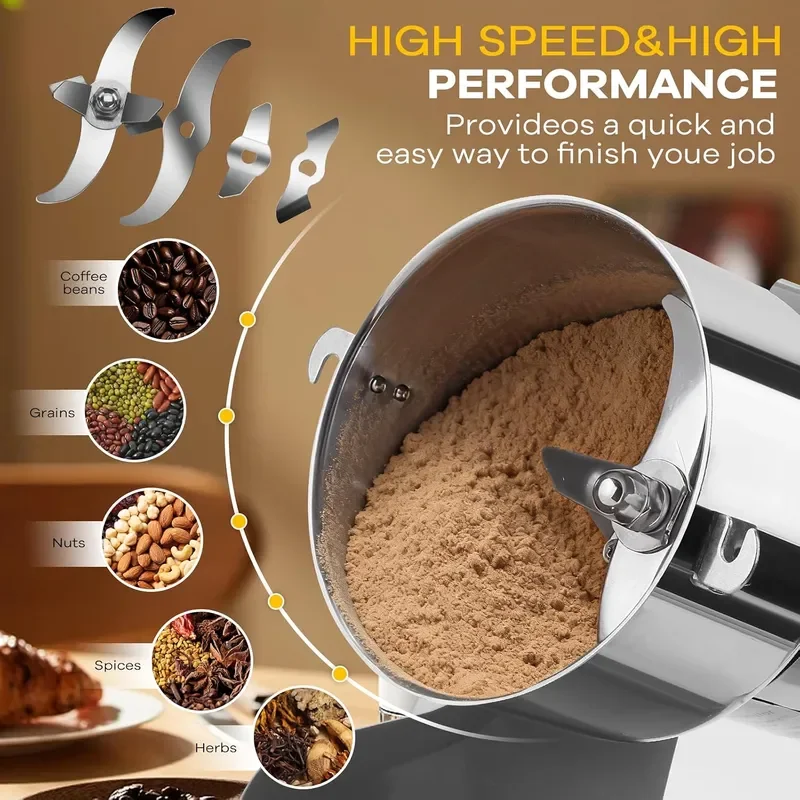 1000G Electric Grain Grinder Mill 110V Swing Type 304 High speed Spice Herb Mill Commercial Powder Machine for Dry Cereals