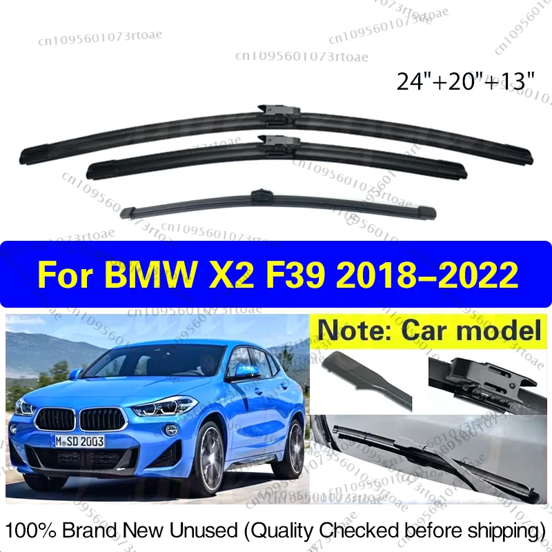 

For BMW X2 F39 2018 2019 2020 2021 2022 Car Front Rear Wiper Blades Car Accessories Windscreen Windshield Brushes 24"+20"+13"