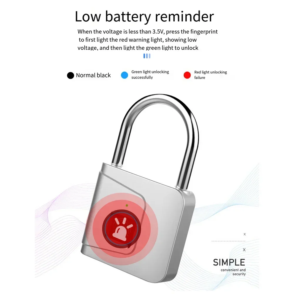 Exclusive Key Fingerprint Lock Lock With Fingerprint One-touch Unlock Semiconductor Fingerprint Chip USB Data Cable