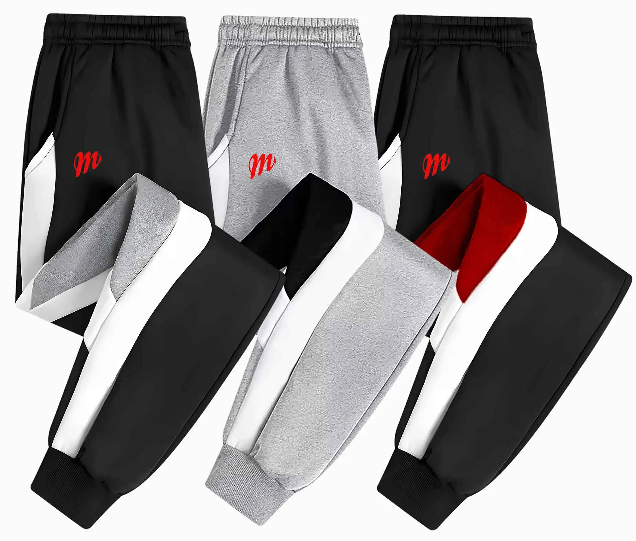 

Мужские повседневные джоггеры с цветными блоками — свободный крой, эластичный пояс, шнурок, карманы, всесезонный комфорт, черно-белые полоски
