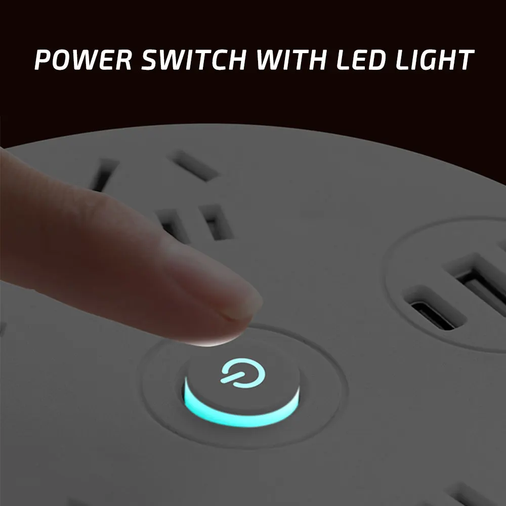 다기능 소켓 전원 보드, 1.8m 케이블, C타입 및 듀얼 USB 포트, 고속 충전 소켓 충전기 라인 보드, 10A, 220V, 2500W