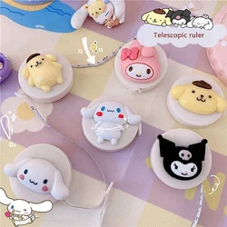 Hello Kitty Portable Small Tape Measure Sanrio Cinnamoroll Kuromi Cartoon Soft Ruler Clothes Waist Measurement Telescopic Ruler