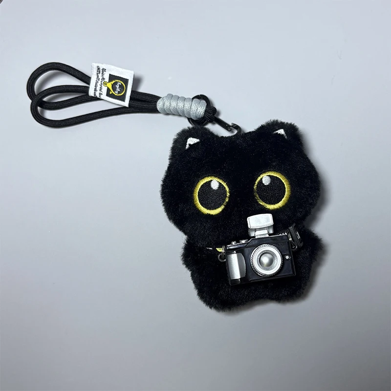 Pretty Cartoon Black Feline Keychain; Bag Ornament; Rucksack Decoration; Petite Cat Doll; Auto Keyring; Gift for Kids