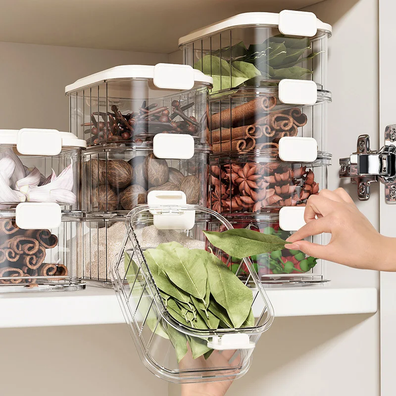 Stackable Spice Storage Boxes Food Storage Box Plastic Seasoning Jar Multi-layered Seasoning Storage Box Kitchen Organizer