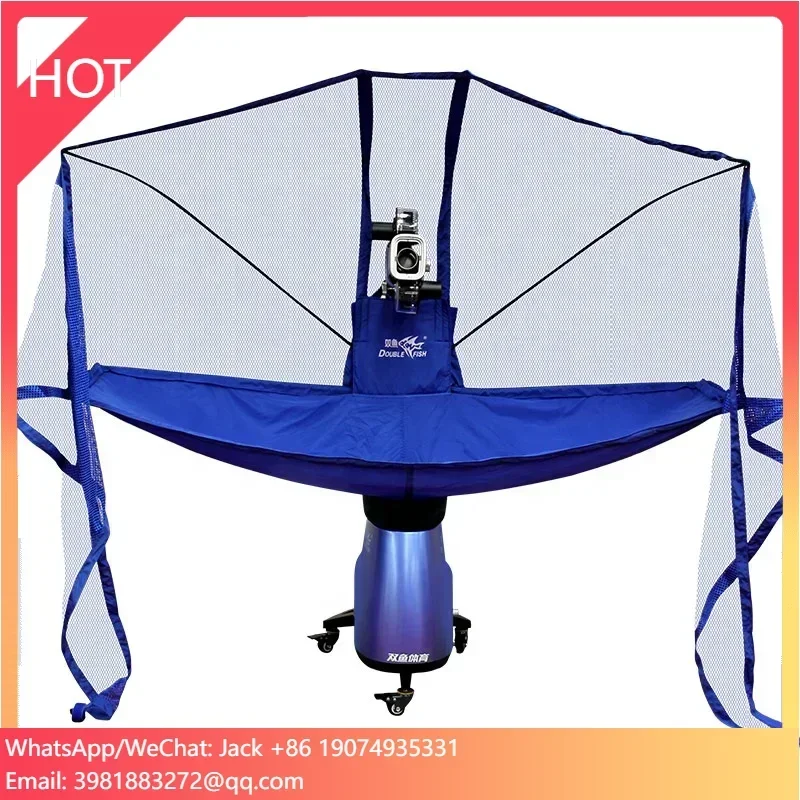 روبوت تدور احترافي لتنس الطاولة مضاد للالتصاق على شكل سمكة مزدوجة، آلة تقديم كرة بينج بونج متعددة الدوران #1