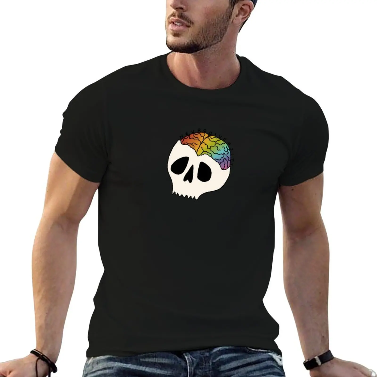 

neurodiversity skull T-Shirt Personalized t-shirt tees custom t shirt mens graphic t-shirts big and tall