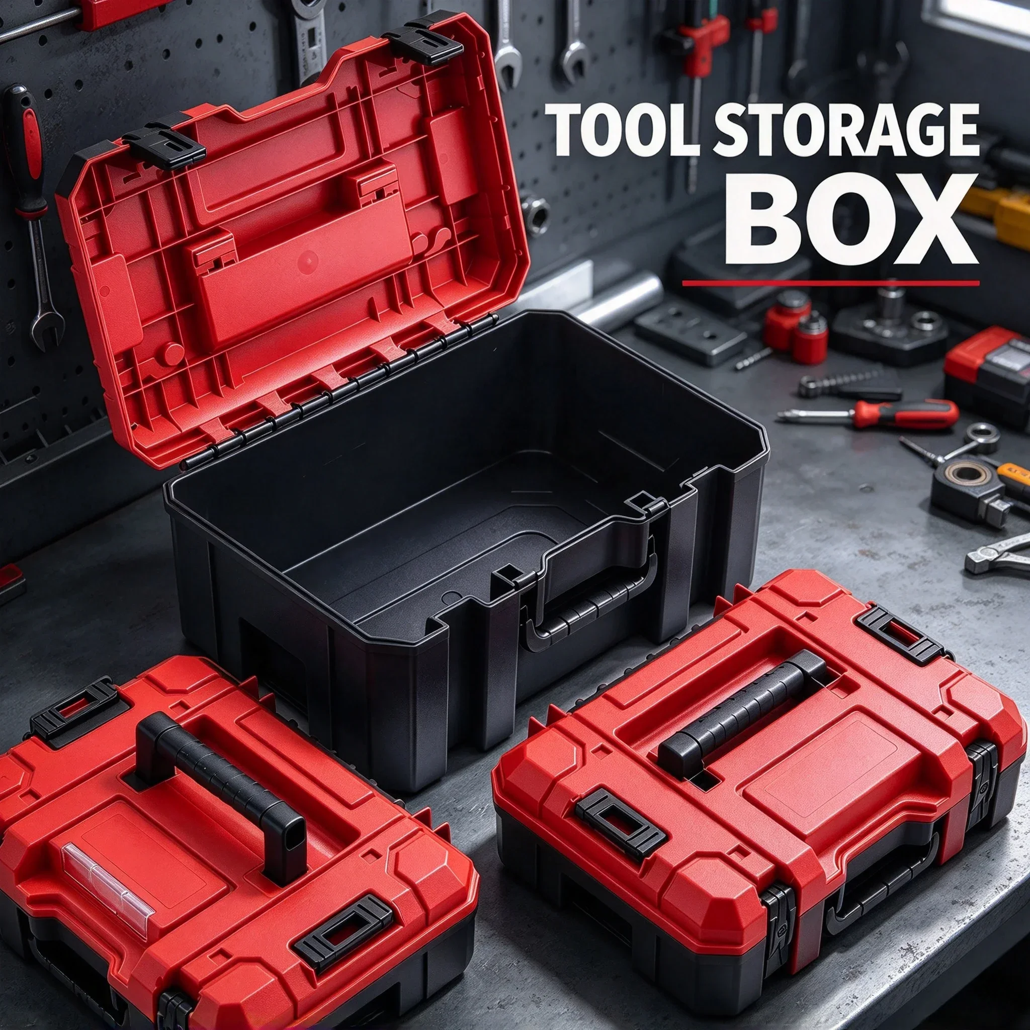 Multifunctional Stackable Tool Box Heavy Duty Modular Storage Case Large Capacity Hardware Organizer for Electrician Carpenter