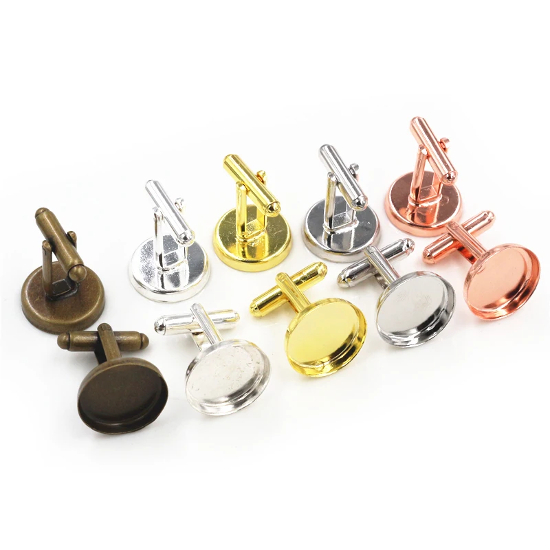 

10pcs 16mm Inner Size Deep Base Copper Cufflink Cabochons Blank Base Settings Tray DIY Jewelry Making Accessories Findings