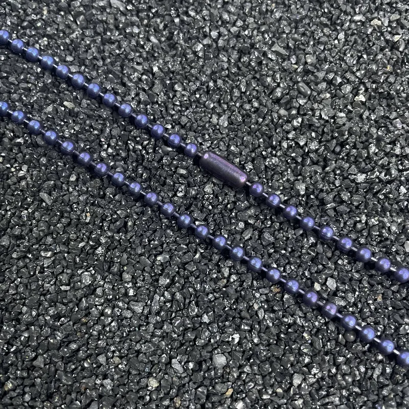 New Pure Titanium Burnt Blue Bead Chain Necklace with A Width of 2/2.4/3/4mm Unisex Allergy Free and A Length of 650mm  Matching