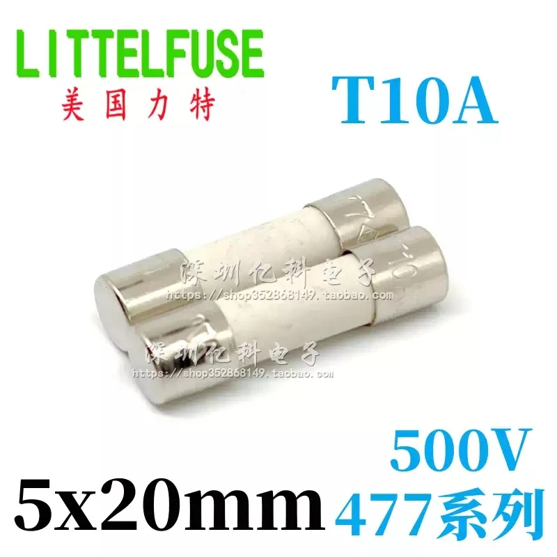 T10A/500VP American Lite 477 series 5x20 ceramic fuse tube 500V slow break 0477010.MXP