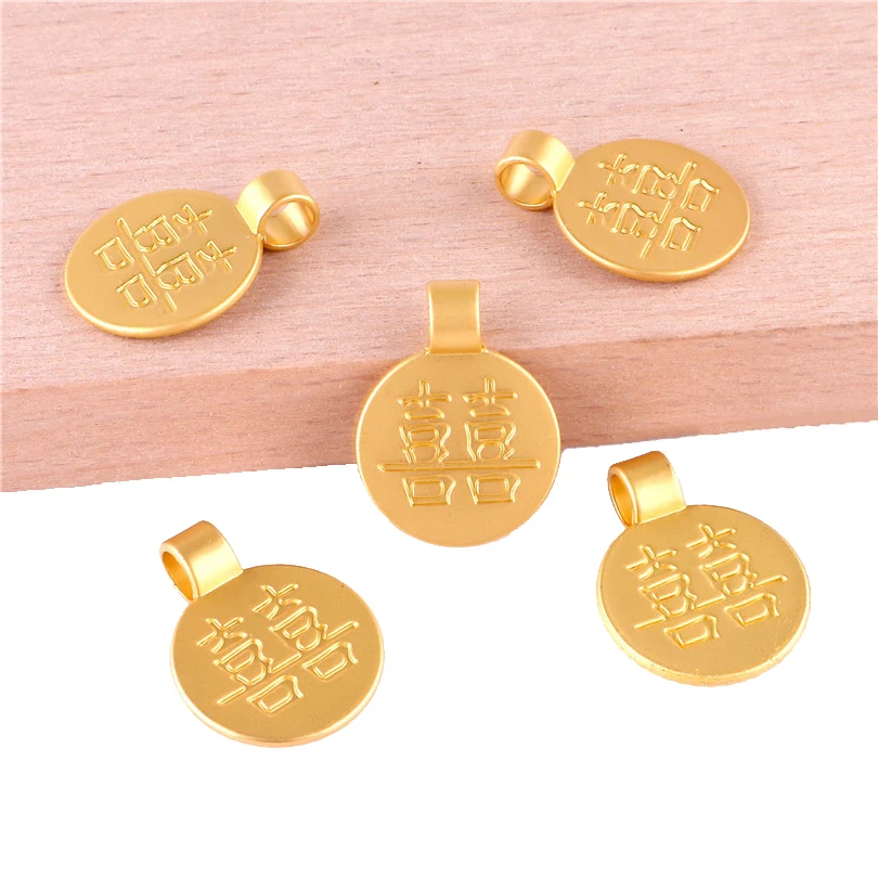 10pcs/Lot Chinese Style 3D Gold Plated Charms Lucky Pendant Alloy Accessories Diy Bracelets Charm for Jewelry Making Materials