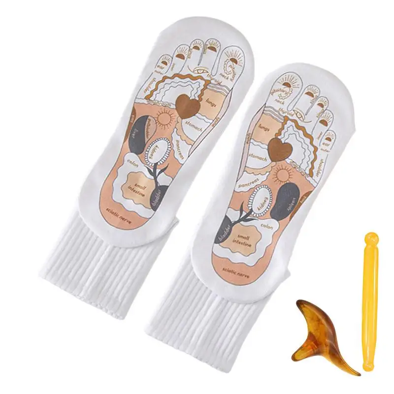 Foot Reflexology Socks Plantar Reflexology Point Sock With Stick Body Relaxation Tool For Home Massage Shop Gym Stadium Yoga