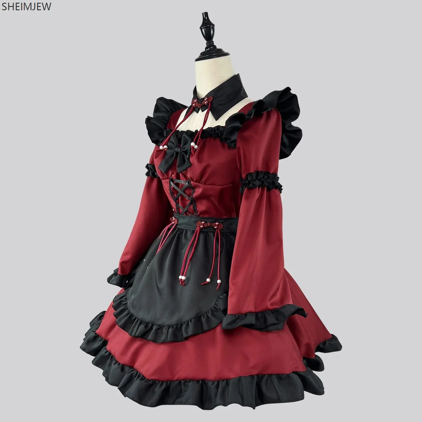 Chinese Style Gothic Demon Lolita Maid Dress Cheongsam Dress Anime Cos Costume Performance Dark Maid Cosplay Suit