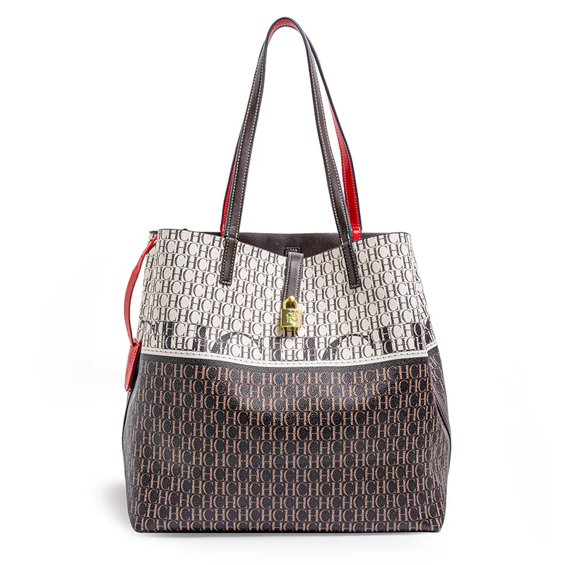 

CH Новый дизайн с буквенным принтом, брендовые элегантные женские сумки, универсальный прочный дизайн, модные женские сумки с цветочным принтом, сумки на плечо