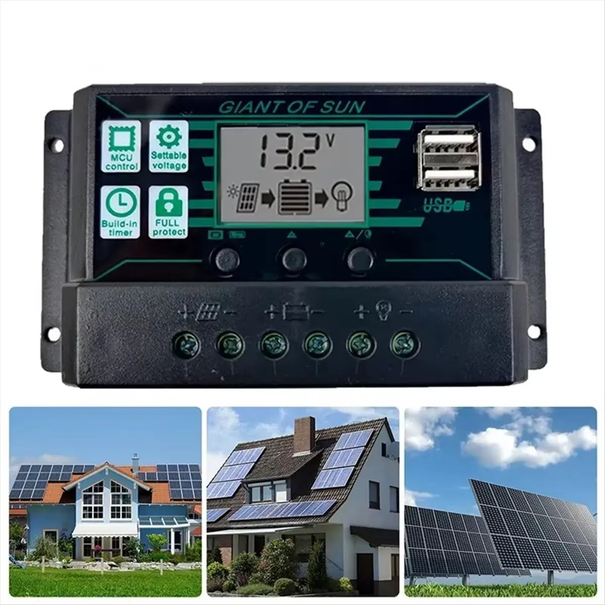 DTD387~Solar Charge Controller 12V 24V Solar Panel PV Controller for Lifepo4 Lithium GEL Lead Acid Battery 100A