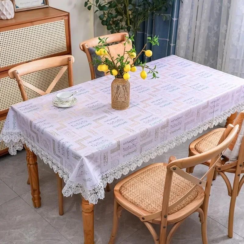 

Tablecloth Washable, waterproof, oil-proof, anti-ironing, light luxury, high-grade lace lace household tablecloth J4876