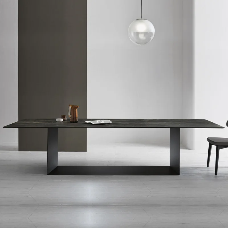Italian, minimalist slate, dining table, large rectangle, designer, modern, minimalist home