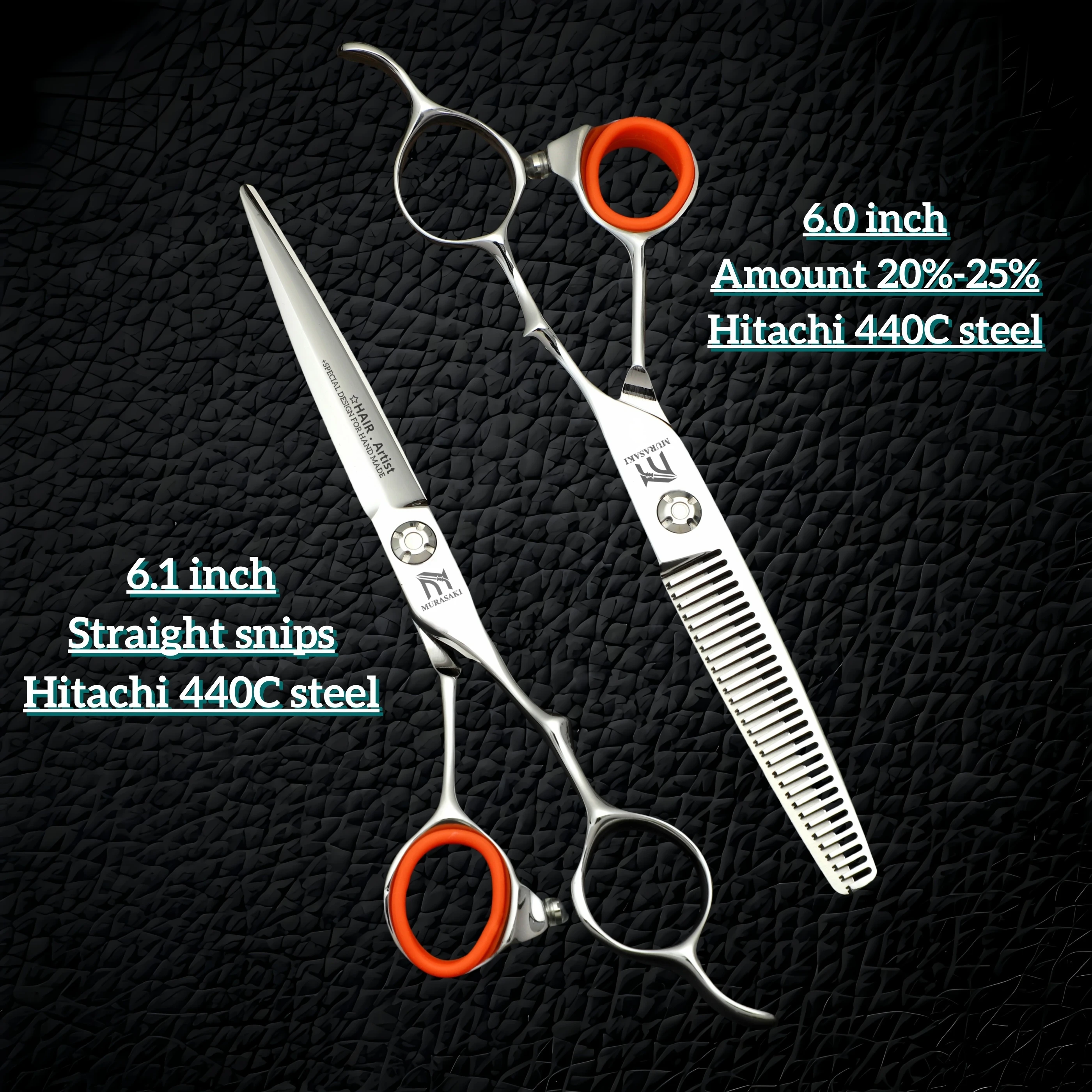

MURASAKI Professional Hair Cutting Scissors Kit，Set of 6.0 to 6.8 inches Barber Shears for Salon，440c steel hair cutting tools