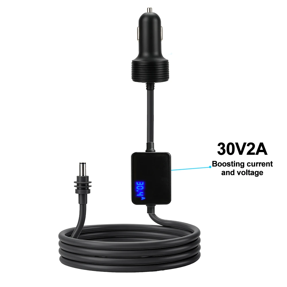 For Starlink Mini Power Adapter 12V-24V to 30V 2A Step Up Converter Waterproof Vehicle Charging Cable with Digital Voltmeter