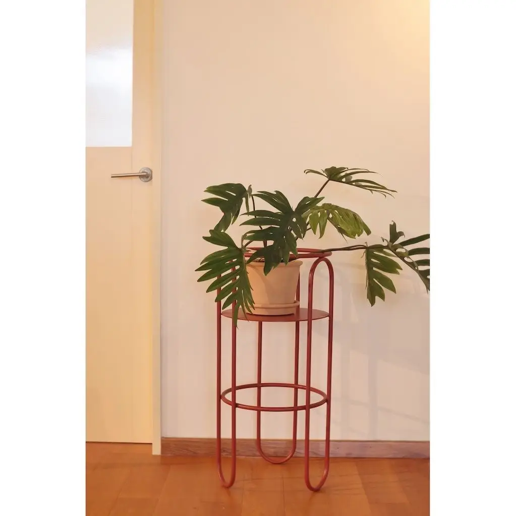 

Retro Red Flower Stand Home Minimalist Designer Balcony Plant Shelf Living Room Storage Rack Modern Iron Furniture Plant Rack