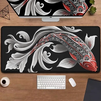 Gaming Mouse Pad 900x400 Koi Desk Accessories Office Pc Gamer Diy Mousepad Mats Keyboard Extended Xxl Black Gaming Computer Mat